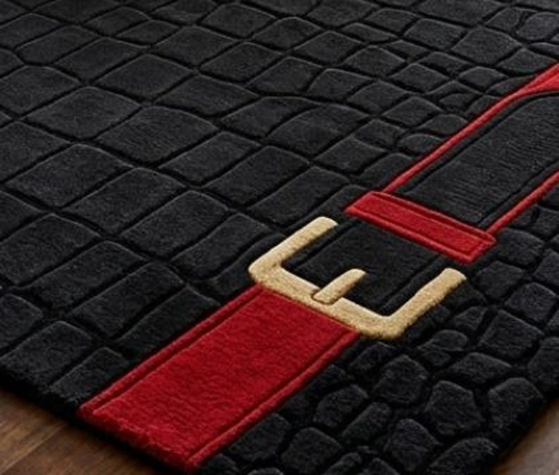Tapis en laine touffeté main, texture croco noire avec ceinture, tapis avant-gardiste pour le salon, grand tapis de luxe moderne sur mesure du milieu du siècle image 7