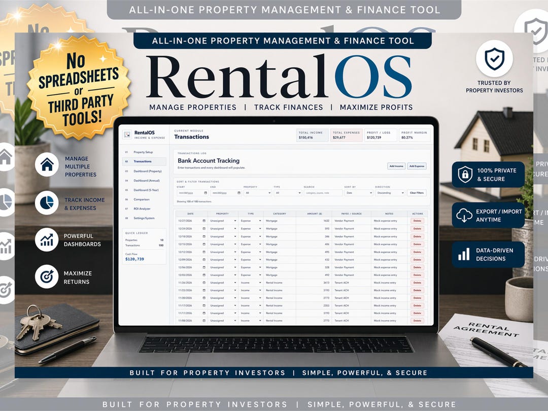 Rental Property Tracker for Landlords | Income Expense Spreadsheet ...