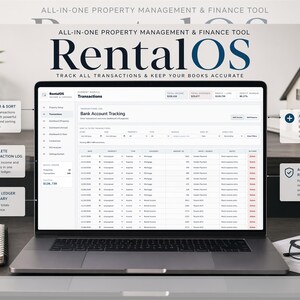 Rental Property Tracker for Landlords | Income Expense Spreadsheet-Style Dashboard, Multi Property Bookkeeping, ROI Calculator