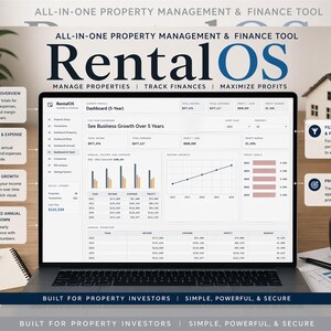 Rental Property Tracker for Landlords | Income Expense Spreadsheet-Style Dashboard, Multi Property Bookkeeping, ROI Calculator