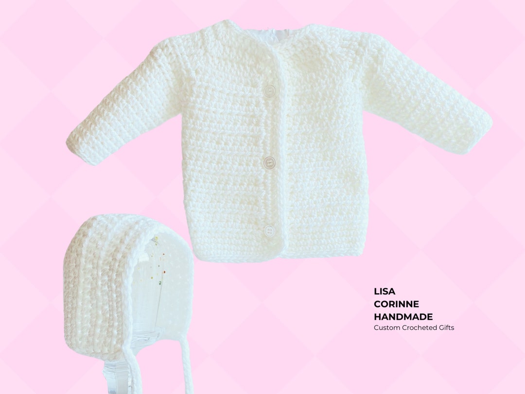 Baby Girl Baptism Sweater and Set, Gift Boxed Baby Girl Set