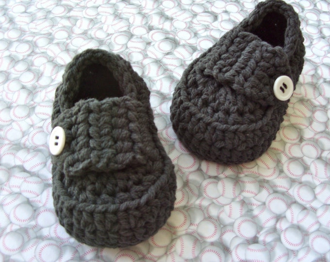 Baby Boy Booties Black Loafer Shoes Modern Crochet Baby Etsy