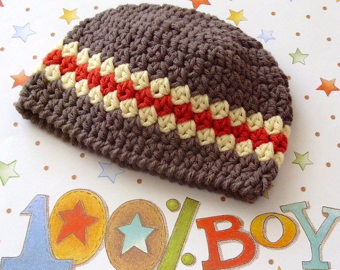 Baby Boy Beanie Hat Photo Prop Modern Crocheted Striped Etsy