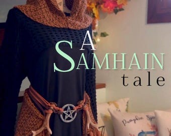 Hand-knitted woodland witch hood: autumn samhain edition