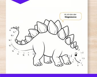 Stegosaurus Dot-to-Dot for Children 4–6 | Dinosaur Worksheets for Fine Motor Skills | PDF