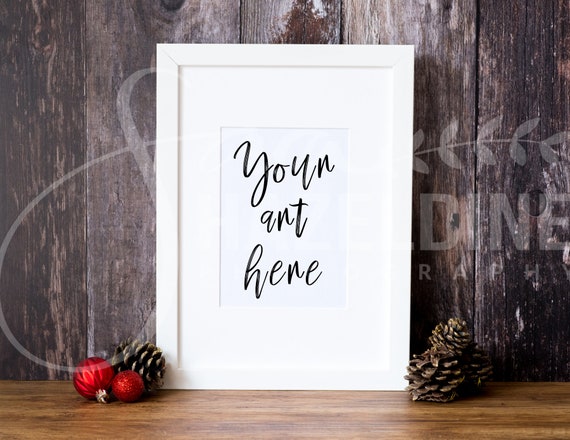 Christmas Themed Frame Mockup White Frame High Res Jpeg Etsy
