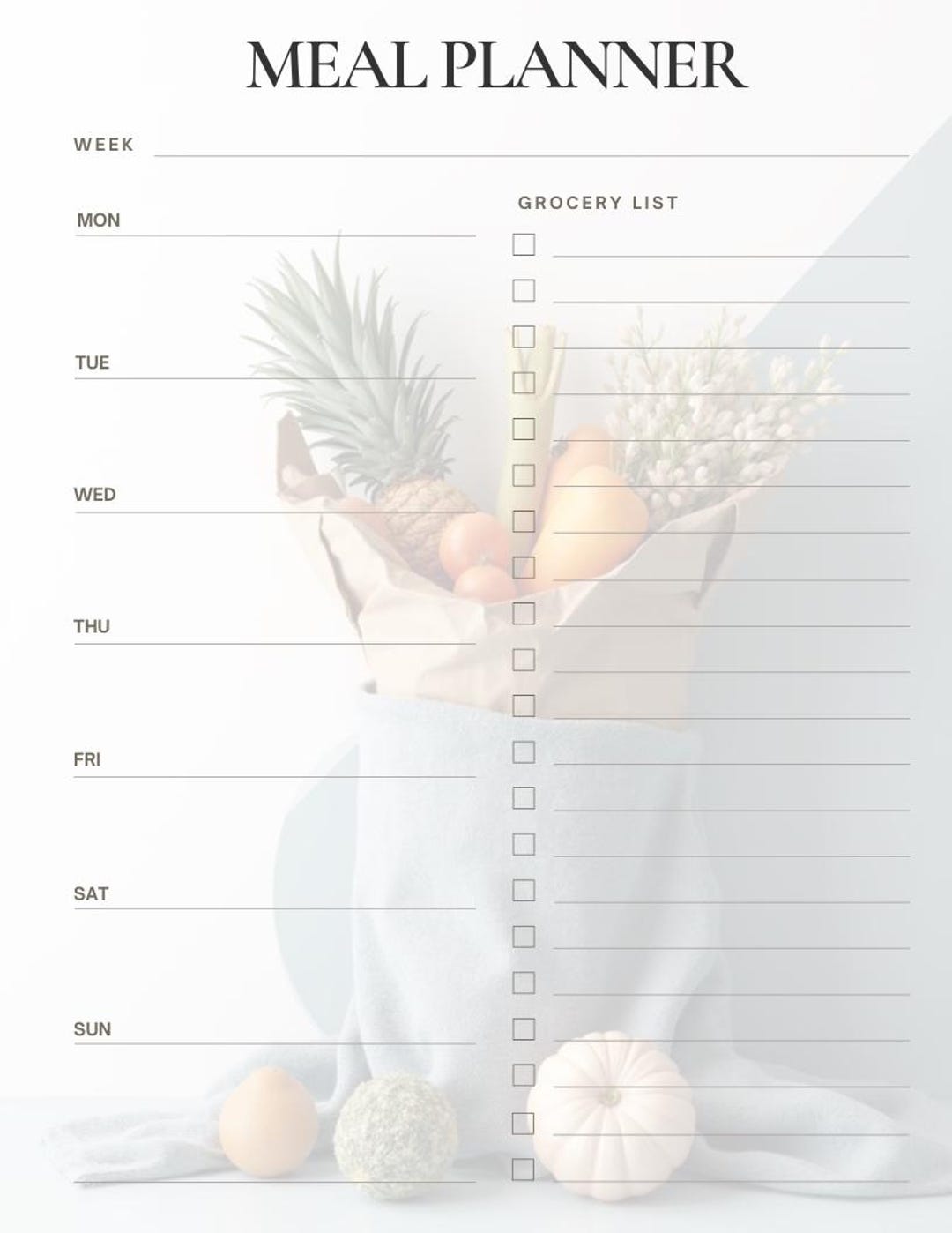 Weekly Meal Planner Printable | Healthy Eating Organizer (digital ...
