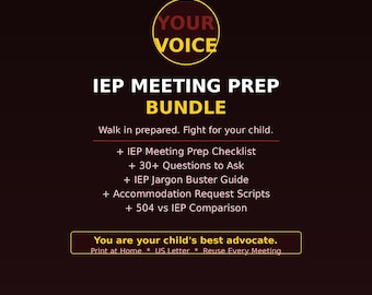 IEP Meeting Prep Bundle Parent Advocacy Toolkit | 504 Plan Special Education Planner | You Dont Know What to Say PDF Printable