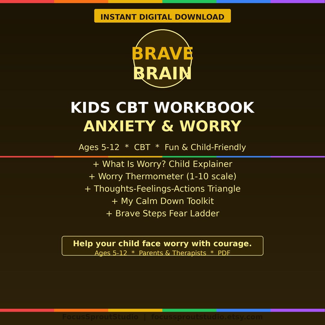 Kids CBT Workbook Printable Anxiety | Children Cognitive Behavioural ...