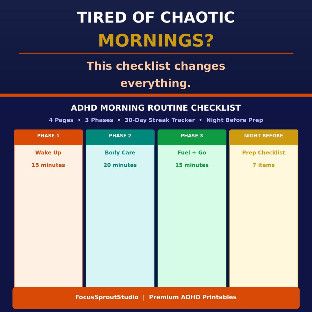 ADHD Morning Routine Checklist Printable PDF | Neurodivergent Visual ...