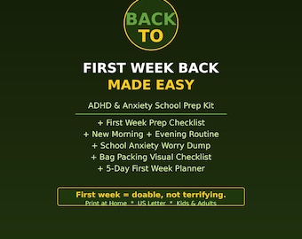 First Week Back to School Made Easy | ADHD Anxiety Prep Kit | Back to School Planner Printable | New School Year Toolkit PDF