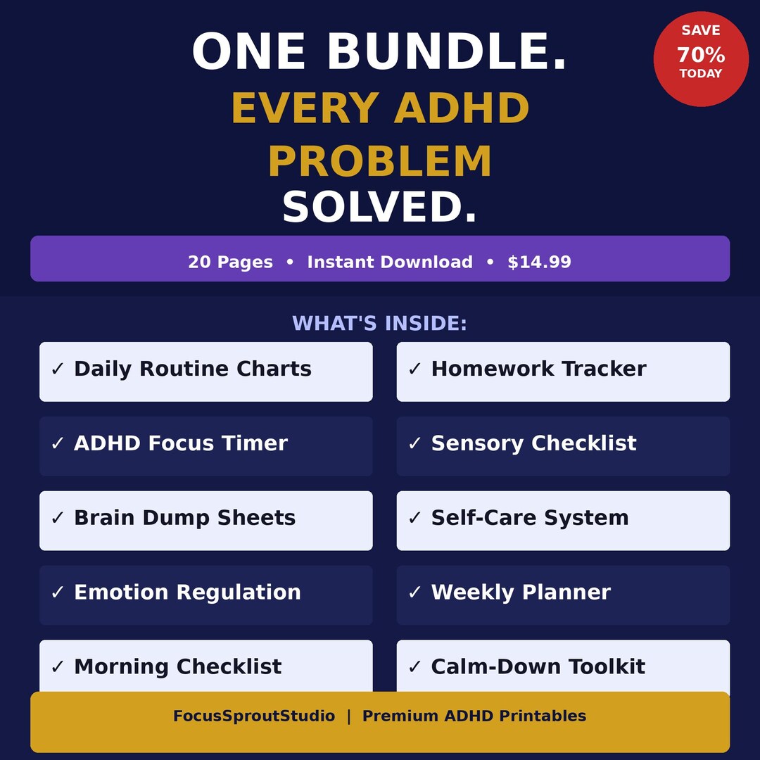 ADHD Printables Bundle 20 Pages PDF | Neurodivergent Planner Toolkit ...