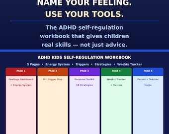 ADHD Kids Self Regulation Workbook Printable PDF | Feelings Energy Tracker | Calm Down Strategies | Neurodivergent School Home Tool