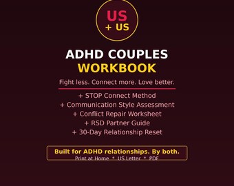 ADHD Couples Workbook Printable PDF | Relationship Communication Tool | Conflict Resolution | STOP Connect Method Therapy Worksheets