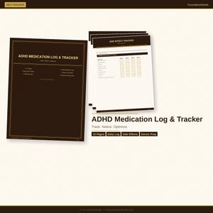 ADHD Medication Tracker Printable, Daily Medication Log PDF, Side Effect Tracker, Doctor Appointment Prep, Refill Reminder