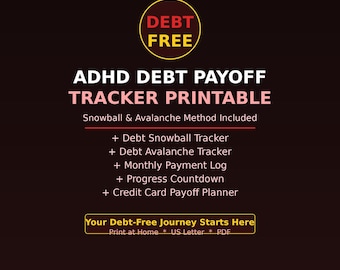 ADHD Debt Payoff Tracker Printable | Debt Snowball & Avalanche Planner | Debt Free Planner PDF | Neurodivergent Money Tracker