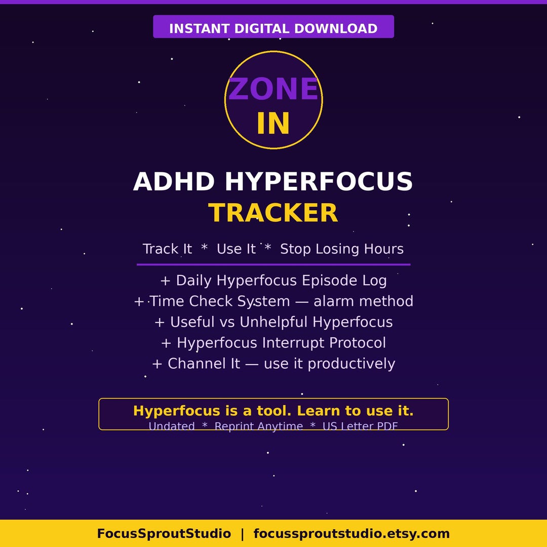 Hyperfocus Distraction Matrix ADHD Hyperfocus Tracker Printable PDF | Manage Hyperfocus Flow State ...