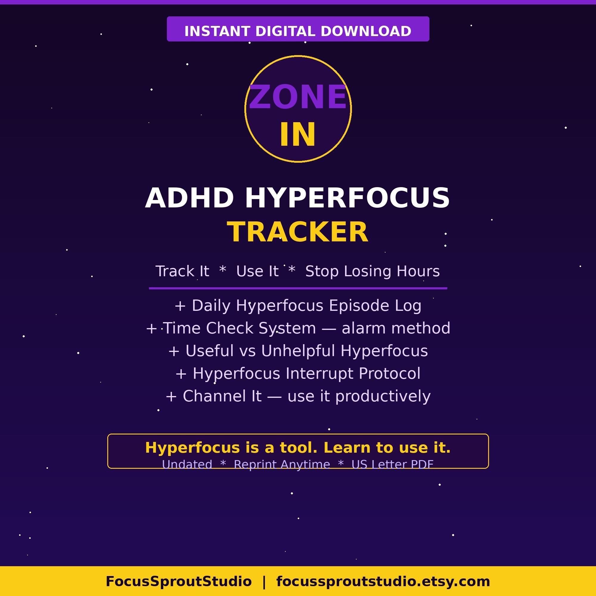 ADHD Hyperfocus Tracker Printable PDF | Manage Hyperfocus Flow State ...