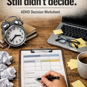 Hoja de trabajo para la parálisis por decisión en el TDAH, ayuda para pensar demasiado (imprimible), hoja de trabajo para la toma de decisiones en PDF, herramienta para la disfunción ejecutiva, descarga instantánea.