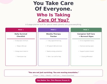 Autism Mom Survival Planner Printable | Special Needs Mom Organizer PDF | Caregiver Self Care Tracker | Therapy Log Neurodivergent Mom