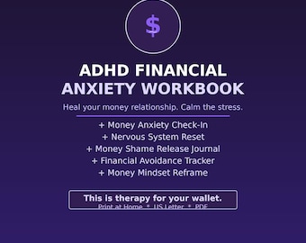 ADHD Financial Anxiety Workbook Printable | Money Anxiety Relief | Nervous System Reset | Neurodivergent Finance Planner PDF