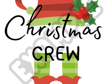 Christmas Crew PNG – Elf Hat & Shoes Clipart – Holiday Group Shirt Design – Instant PNG Download