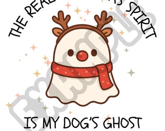Funny Dog Ghost Christmas PNG – Dark Humor Holiday Clipart (Digital Download)