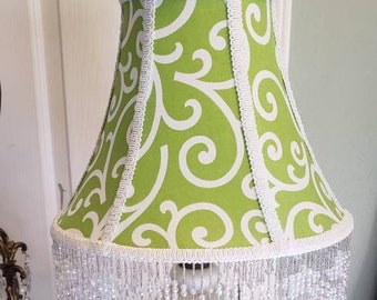 Victorian French Medium Lamp Shade "Chartreuse" 5"Beads  Free Shipping!!