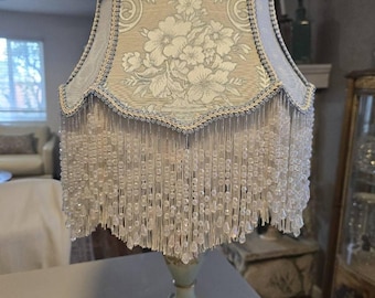 Victorian French Medium Lamp Shade "Bleu" Fringe 6" Beads Free Shipping!!
