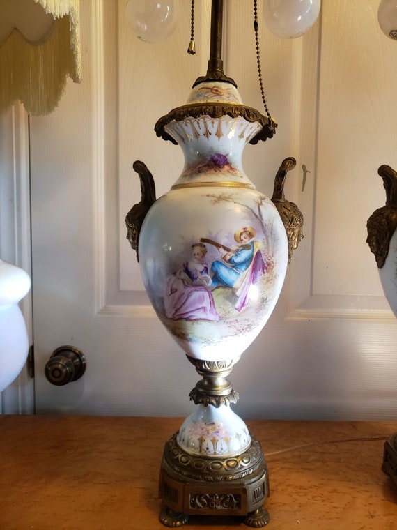 Antique french on sale porcelain lamps