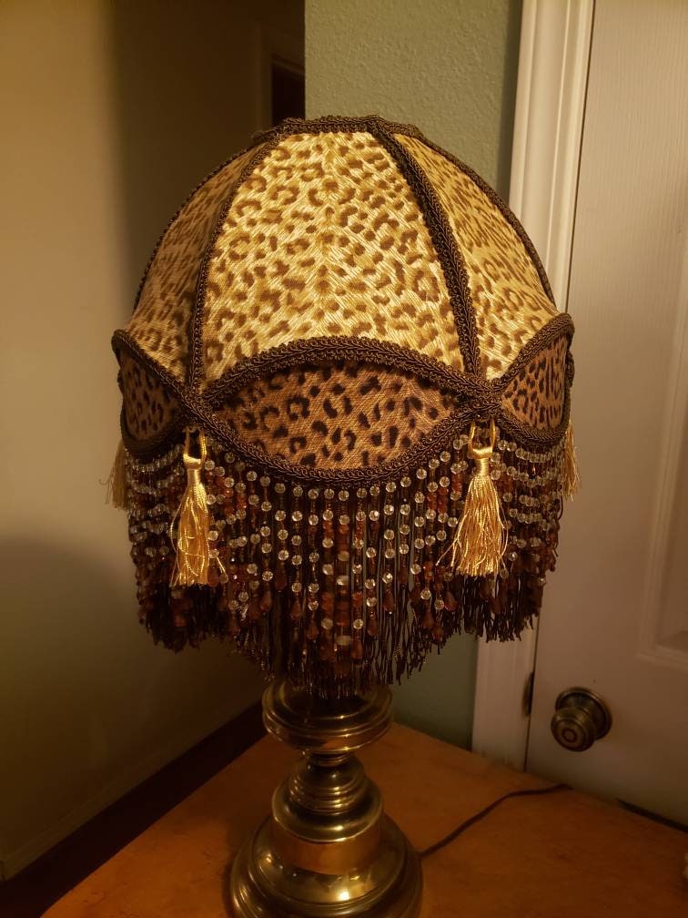 Victorian French Medium Lamp Shade royal Dome Animal Print 6