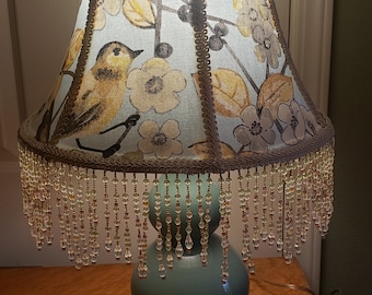 Victorian French Medium Lamp Shade "Spring Dogwood" 5"Beads  includes Glass lamp Free Shipping!!