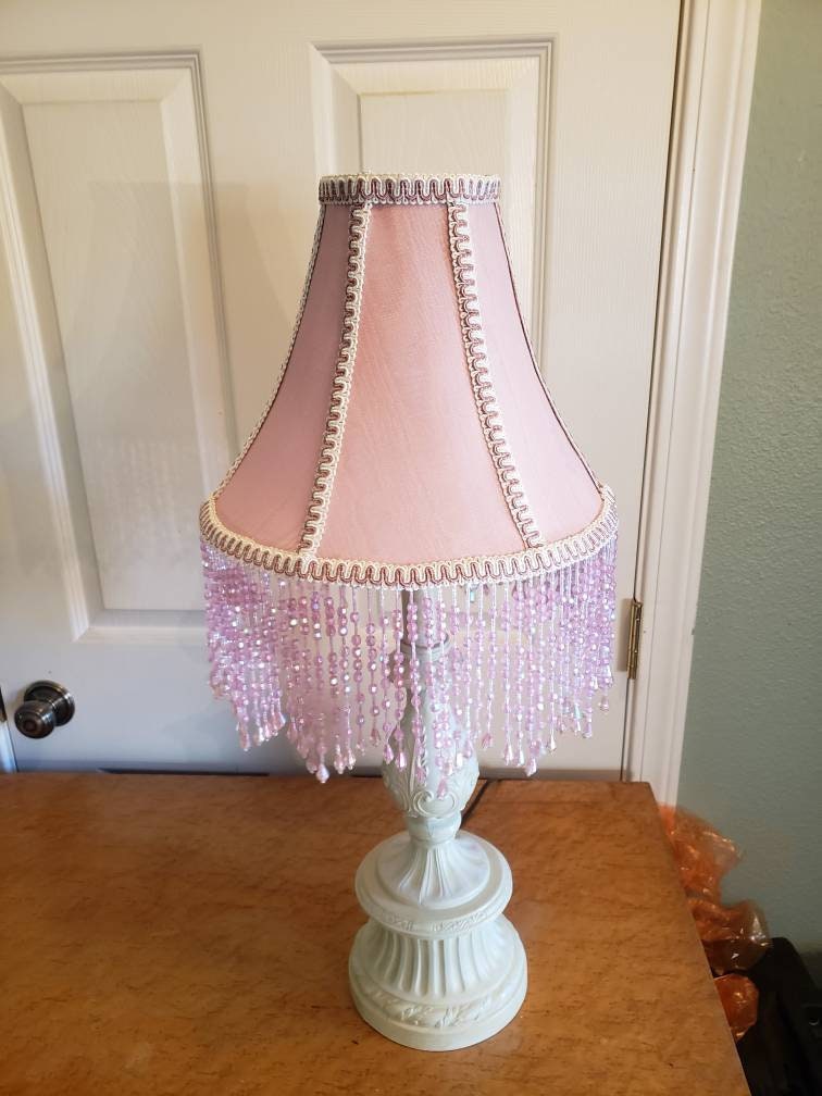 Victorian French Medium Lamp Shade Pink Victorian French Medium Lamp Shade Pink, Pink Victorian Lamp Shade Fringe