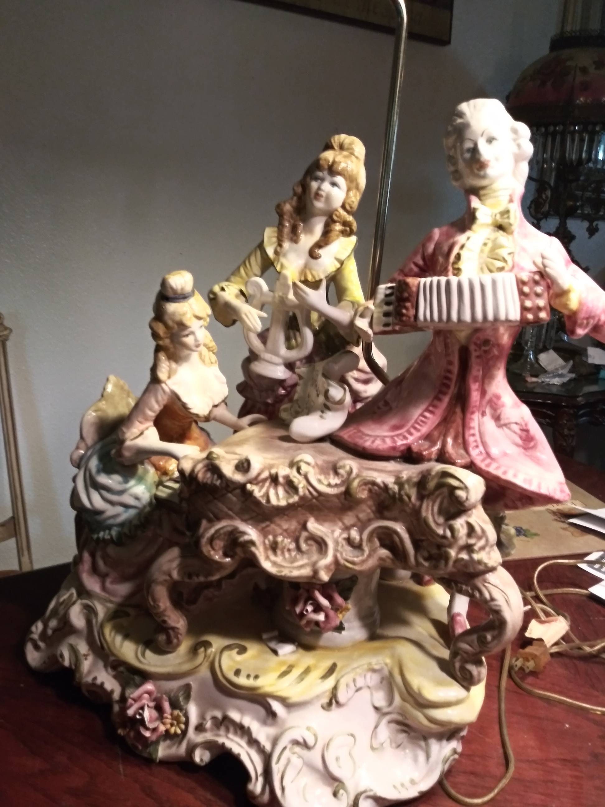 Azzolin Brothers Capodimonte Lamp!! Figural Musicians Trio XLG - Etsy
