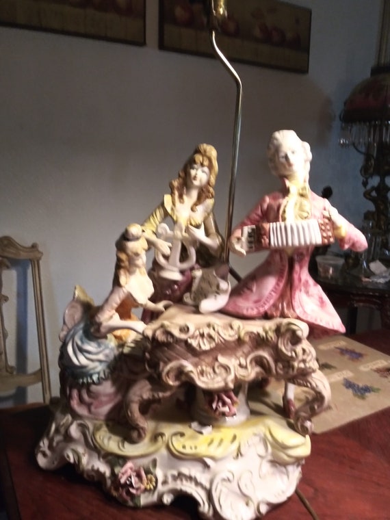 Azzolin Brothers Capodimonte Lamp!! Figural Musicians Trio XLG - Etsy