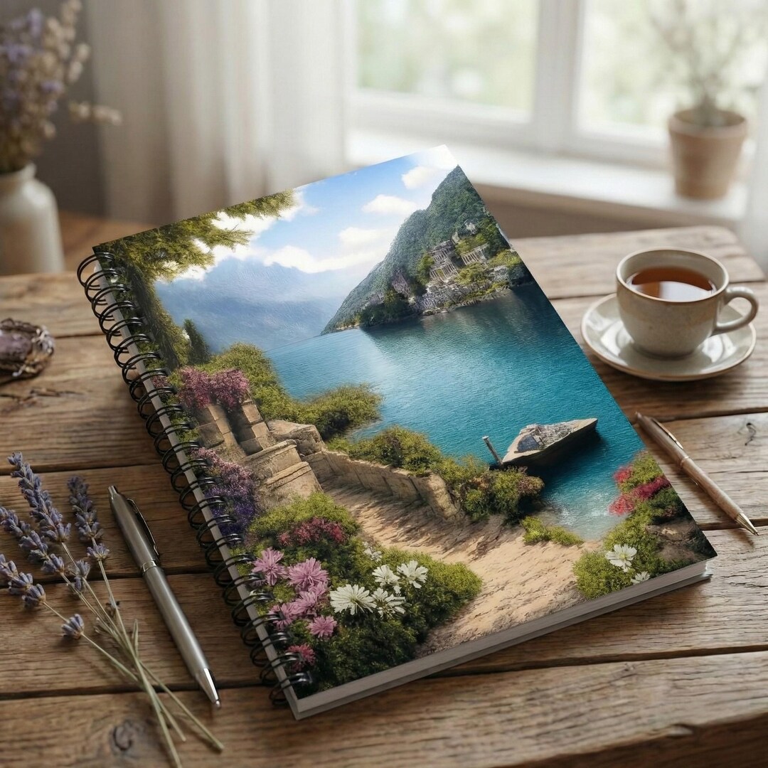 Lakeside Villa Landscape Spiral Notebook | Ruled Journal - Etsy
