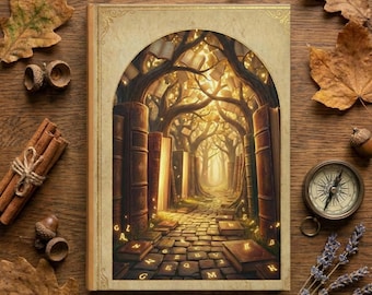 Enchanted Library Path Hardcover Journal | Magical Forest Book Art