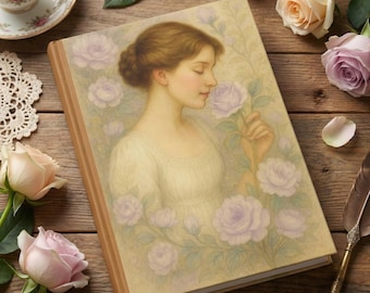 Victorian Portrait with Roses Hardcover Journal | Matte