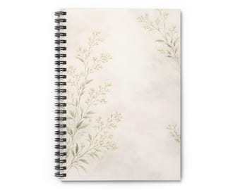 Delicate Greenery Floral Spiral Notebook | Ruled Journal