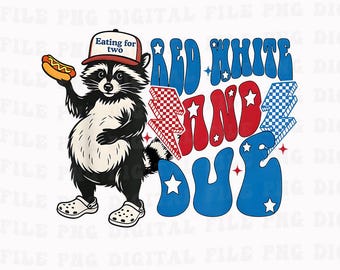 Red White And Due Png, Funny Pregnant Raccoon 4th Of July Png, Patriotic Animal Png, Hotdog USA Maternity Png