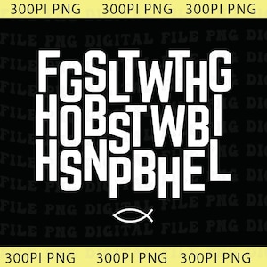 Könnte beinhalten: Eine digitale Datei mit weißem Text auf schwarzem Hintergrund. Der Text ist in einem gestapelten Format angeordnet, mit einem Fischsymbol am unteren Rand. Die Datei ist mit "300PI PNG" gekennzeichnet.