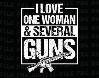J'aime une femme et plusieurs armes (PNG), Deuxième amendement (PNG), 2A (PNG), Cadeaux patriotiques, Cadeau pour propriétaire d'arme, Cadeaux républicains, Armes (PNG)