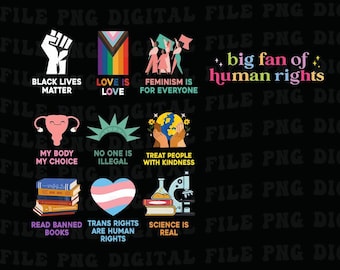 Großer Fan von Menschenrechten (PNG), Gleichberechtigung (PNG), Menschenrechte (Top), Geschenk für Aktivisten im Bereich soziale Gerechtigkeit (PNG), Anti-Trump (PNG), Regenbogen-LGBT (PNG)