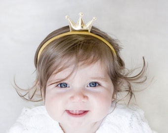Birthday Headband, Princess Gold Headband, Baby Crown Handmade Headbands, Fits From Babies to Adults, Golden Beam