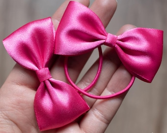 Pair of Satin Bows - Pigtail Hair Ties - Baby Bella Satin Bow - Flower Girl Hair Bobble - Girls Bows - Christening Hair Accessory