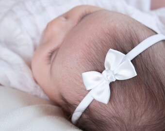 Tiny Baby Bow, Flower Girl Headband, Tiny Like a Butterfly Satin Bow Baby Handmade Headband, Infant to Adult Headband, Golden Beam