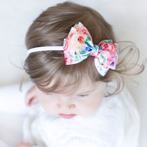 Baby Vintage Rose Floral Emma Bow Clip OR Headband Vintage Inspired Flower Girl Headband Baby Satin Bow Girls Satin Bow Hair Bow image 3