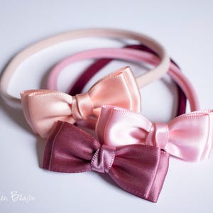 Baby Headbands, Hair bands, Headband, Flower Girl Headband, Newborn Headbands, Girl Headbands, Olivia Satin Bow, Golden Beam bild 15
