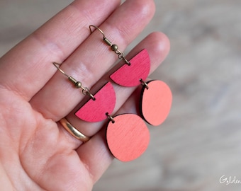 Wooden Earrings, Geometric Earrings, Lightweight Jewellery, Dangly Earrings, Drop Earrings, Dangle Earrings, Wooden jewellery, Gift for Her