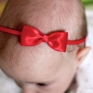 Baby Headbands, Hair bands, Headband, Flower Girl Headband, Newborn Headbands, Girl Headbands, Small Satin Bow, Golden Beam image 16